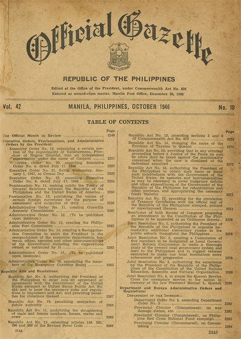 Official Gazette of the Republic of the Philippines .